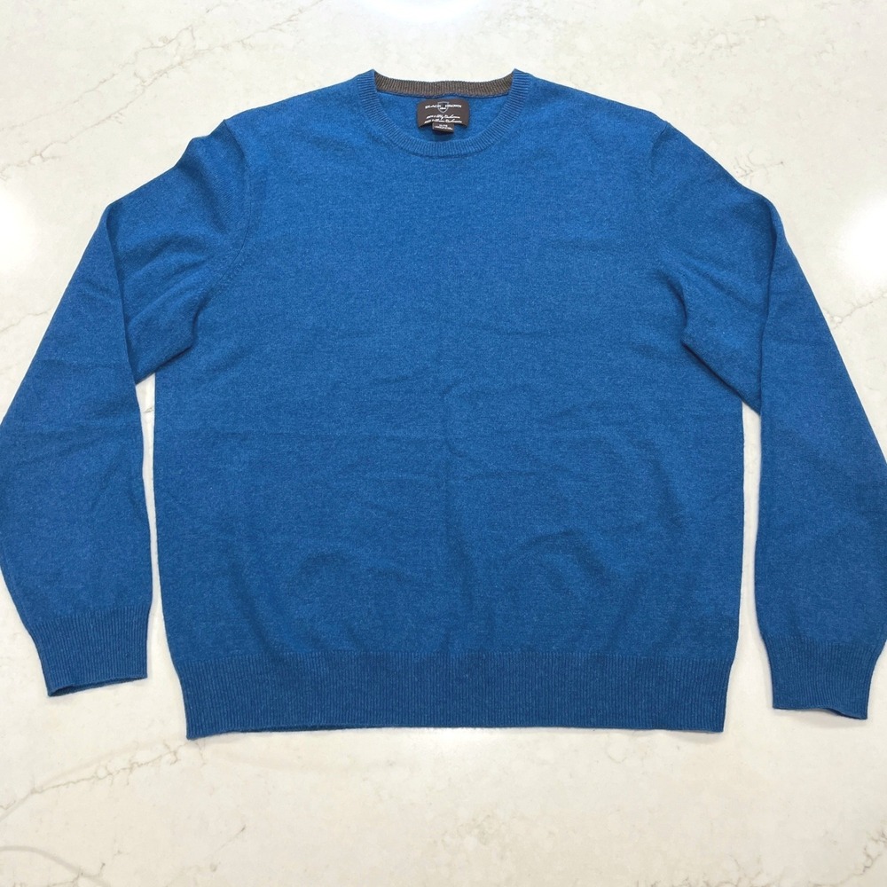 Black Brown 1826 100% 2-Ply Cashmere Sweater Mens XL Blue Crewneck Luxury Layer